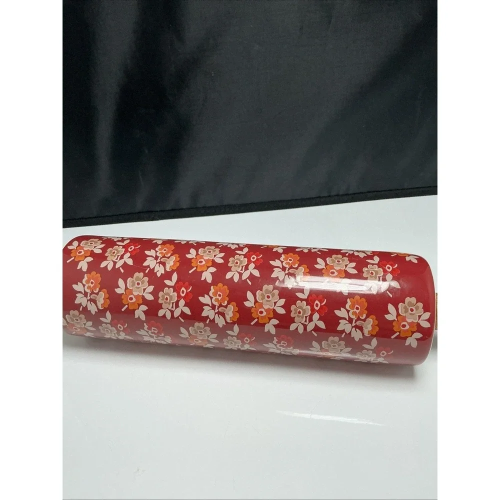 Retired Pioneer Woman Rolling Pin Fall Flowers Burgundy Autumn Harvest Ceramic